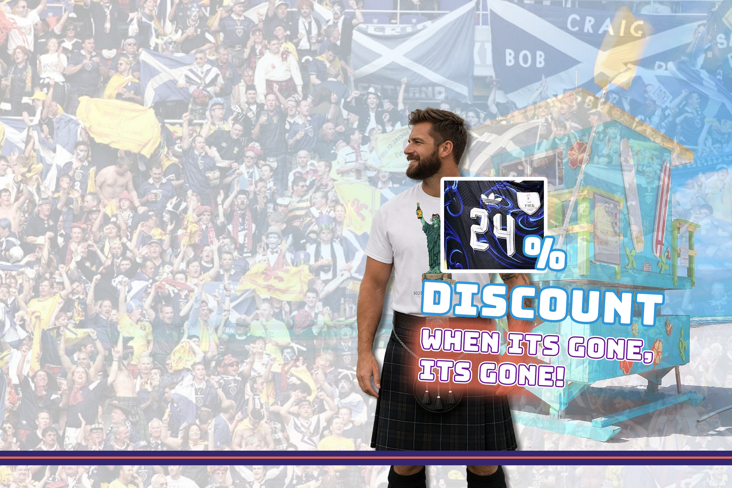 THE PARTY CONTINUES. TAKE ADVANTAGE OF OUR 24% WORLD CUP CLEARANCE SALE